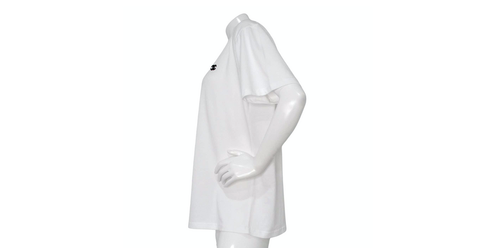 Chanel White Cotton Interlocking CC Embroidered Logo Uniform T-Shirt
