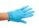 Chanel Sky Blue Leather Interlocking CC Logo Gloves circa 1990s