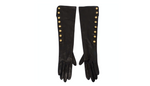 Chanel Black Leather Long Gloves With Interlocking CC Buttons circa 1990s
