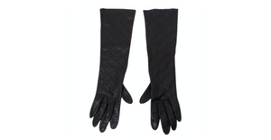 Chanel Black Quilted Long Leather Gloves circa 1990s