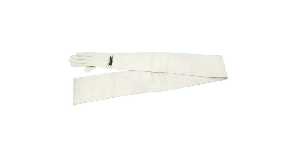 Maison Margiela Off White Long Leather Glove With Chain Detail