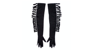 Isabel Canovas Black Silk Long Tassel Gloves circa 1990s