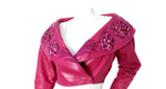 Jean Claude Jitrois Fuchsia Floral Leather Cropped Jacket circa 1990s Numbered