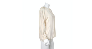 Chanel Silk Baby Pink Button-Up Blouse With Geometric Detailing circa 1980s