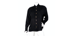 Karl Lagerfeld Black Silk Button-Up Cufflink Blouse circa 1980s