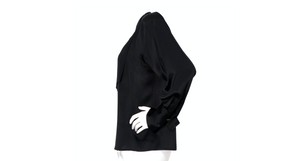 Karl Lagerfeld Black Silk Button-Up Cufflink Blouse circa 1980s