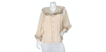Chanel Blush Ruffled Silk Button-Up Blouse circa 1980s