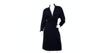 Chanel Black Ruched Waist V-Neck Long Sleeve Dress circa 1980s