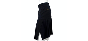 Chanel Black Pleated Midi Skirt With Slit circa 1980s