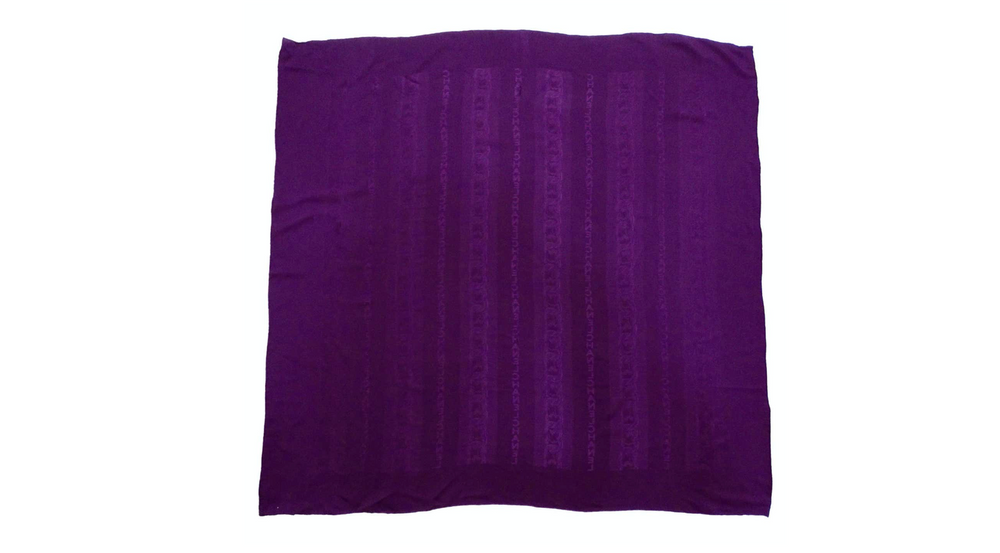 Chanel Dark Purple Monogram Logo Print Silk Scarf circa 1980s