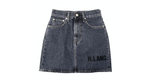 Helmut Lang Dark Grey Wash Embroidered Denim Mini Skirt