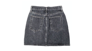 Helmut Lang Dark Grey Wash Embroidered Denim Mini Skirt