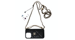 Chanel Black Quilted Lambskin Pearl Crush iPhone 15 Pro Case With Chain