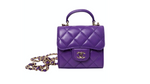 Chanel Purple Lambskin Quilted Leather Mini Kelly Bag With Mirror