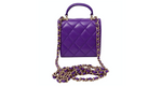 Chanel Purple Lambskin Quilted Leather Mini Kelly Bag With Mirror