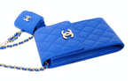 Chanel Blue Caviar Leather Phone & AirPods Pro Case With Chain 2022