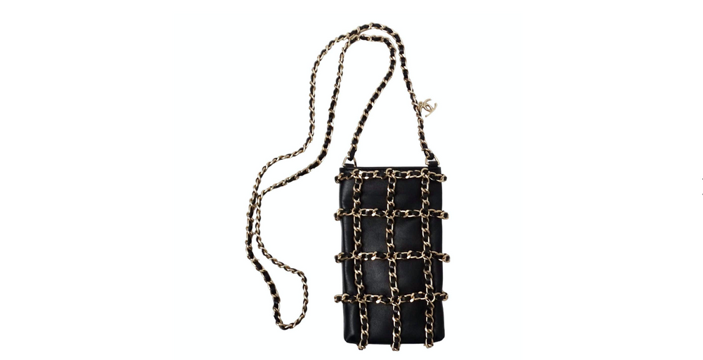 Chanel Tech Me Out Black Lambskin Leather Clutch With Chain 2020