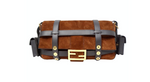 Fendi Brown Suede Leather Trimmed Cage Baguette Shoulder Bag circa 2019