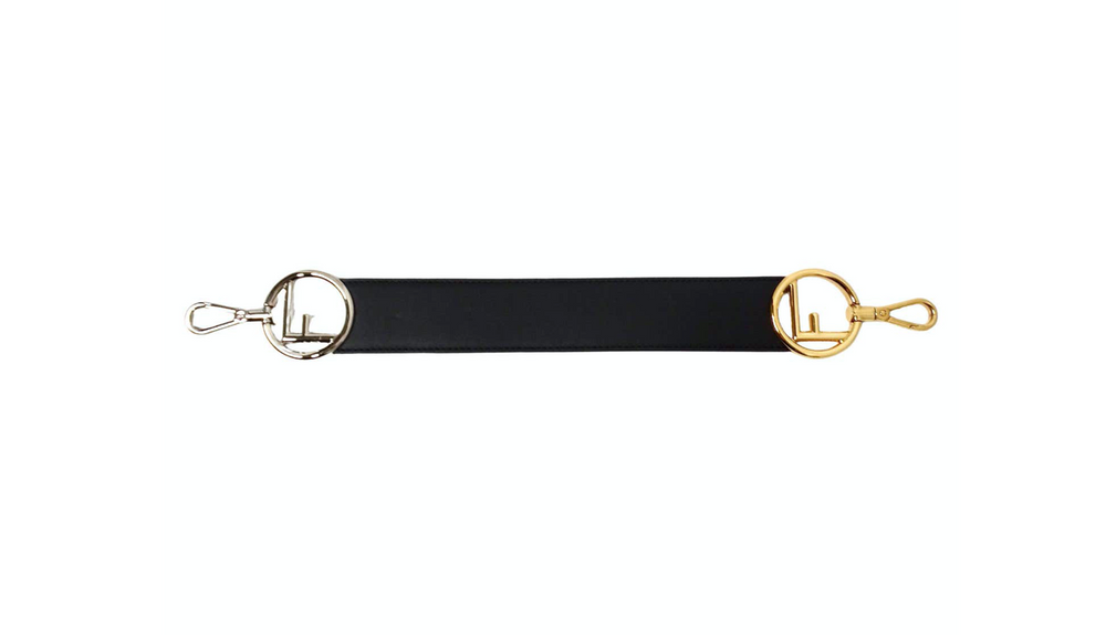 Fendi Black Leather Two-Toned Logo Small Bag Strap