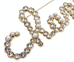 Chanel Crystal & Costume Pearl Gold-Tone "Chanel" Script Brooch 2019
