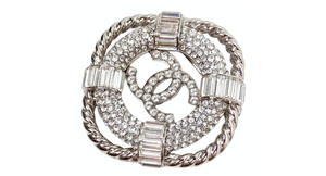 Chanel Crystal Interlocking CC Lifesaver Silver-Tone Brooch 2019