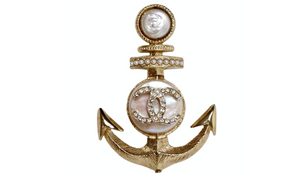Chanel Crystal & Pearl Gold-Tone Anchor Brooch 2018