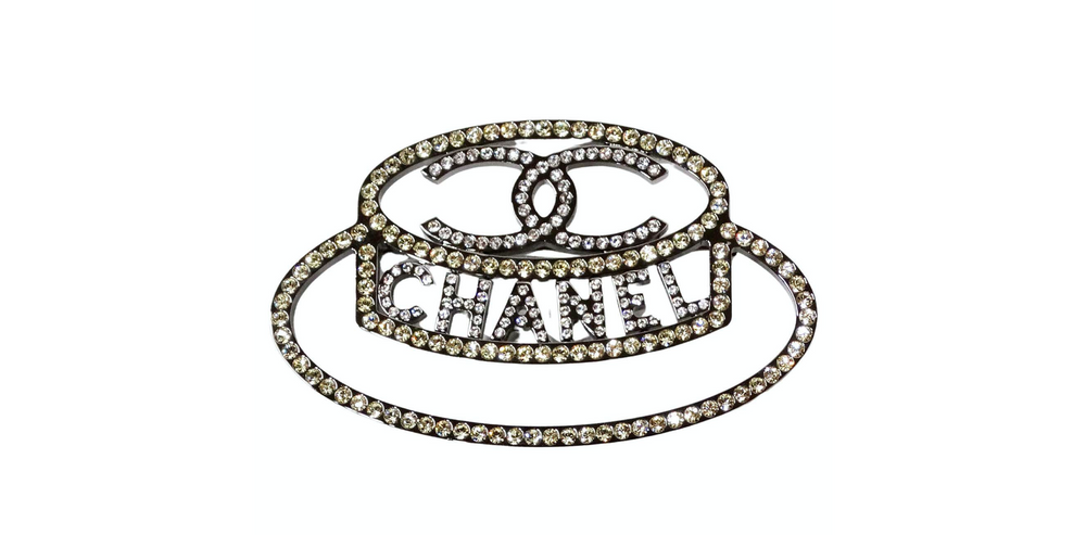 Chanel Crystal Silver-Tone Hat Brooch 2017