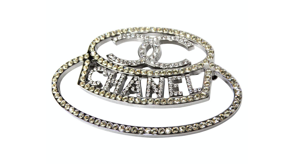 Chanel Crystal Silver-Tone Hat Brooch 2017