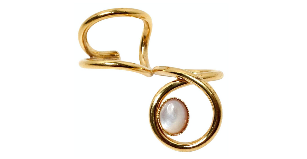 Destree 18k Gold-Plated Costume Gemstone Double Wrap Ring