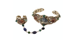 Goosens Paris Ornate Gemstone Hand Chain Cuff Bracelet With Ring