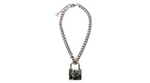 Chanel Resin Interlocking CC Padlock Silver-Tone Chainlink Necklace 2014
