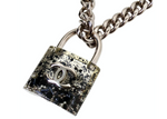Chanel Resin Interlocking CC Padlock Silver-Tone Chainlink Necklace 2014