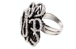Swarovski Crystal Flower Style 925 Silver Cocktail Ring