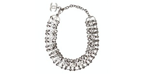 Chanel Silver-Tone Interlocking CC Chain Necklace 2016
