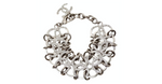 Chanel Crystal Silver-Tone Interlocking CC Chain Bracelet 2016