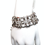 Chanel Crystal Silver-Tone Interlocking CC Chain Bracelet 2016
