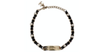 Chanel Name Plate Leather & Costume Pearl Choker Necklace 2019