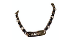 Chanel Name Plate Leather & Costume Pearl Choker Necklace 2019