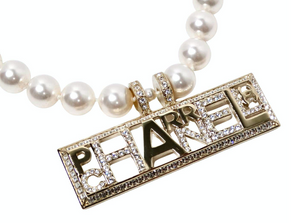 Chanel x Pharrell Williams Crystal Logo Costume Pearl Necklace 2019