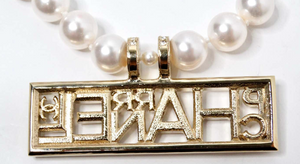 Chanel x Pharrell Williams Crystal Logo Costume Pearl Necklace 2019