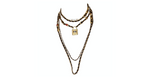 Chanel Gripoix Leather Gold-Tone Chain Multi-Strand Necklace 2020