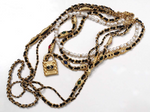 Chanel Gripoix Leather Gold-Tone Chain Multi-Strand Necklace 2020
