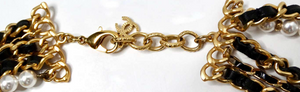 Chanel Gripoix Leather Gold-Tone Chain Multi-Strand Necklace 2020