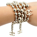 Chanel Interlocking CC Charm Gold-Tone Multi-Strand Beaded Bracelet