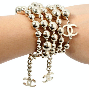 Chanel Interlocking CC Charm Gold-Tone Multi-Strand Beaded Bracelet