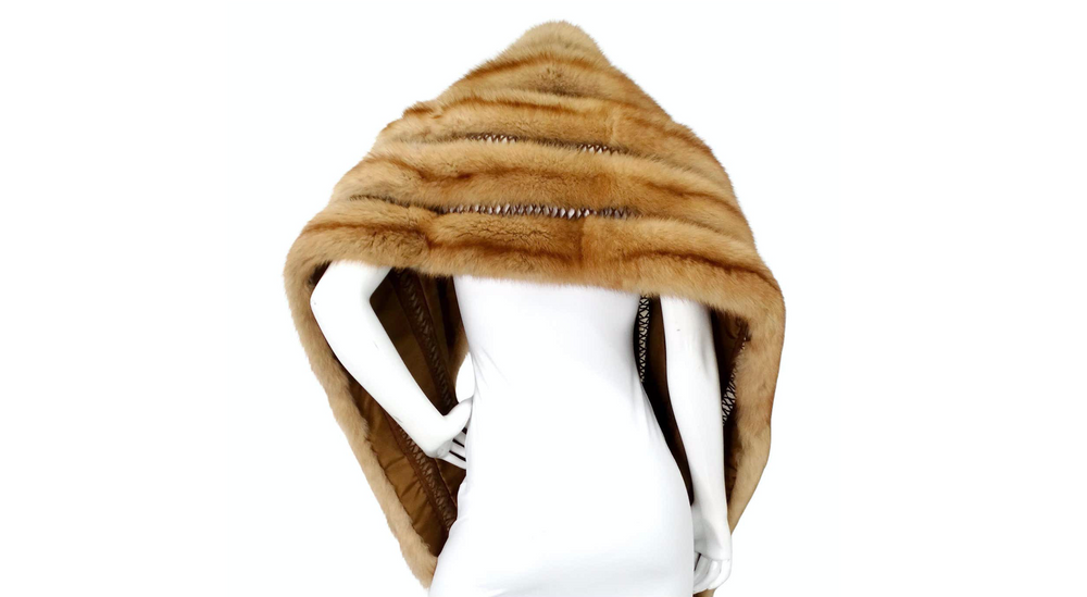 J Mendel Light Brown Mink Fur Stole circa 1990s