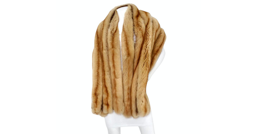 J Mendel Light Brown Mink Fur Stole circa 1990s