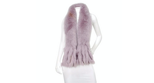 Light Purple Fox Fur Fringe Stole Scarf circa 1990s