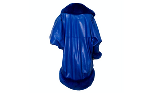 Jean Claude Jitoris Custom Made Cobalt Blue Fox Fur & Leather Coat circa 1990s