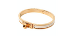Hermes Clic Kelly 18k Gold Plated & White Enamel Bangle Bracelet